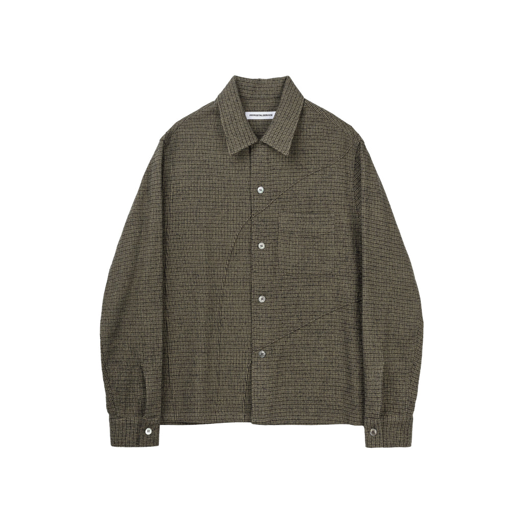 Wool Diffraction Over Shirt (Brown Check)