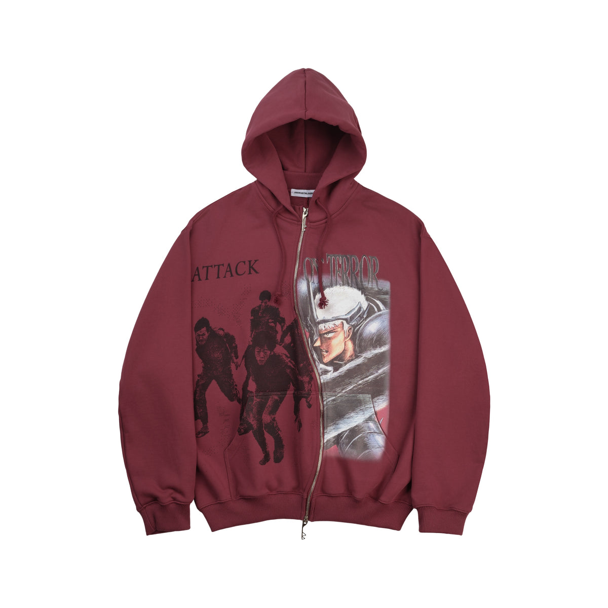 'Attack On Terror' OS Curved Zip Up Hoodie (Red)
