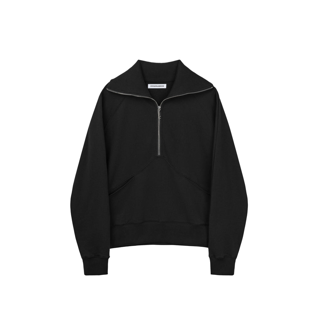 High Neck Quarter Zip Sweater (Black)