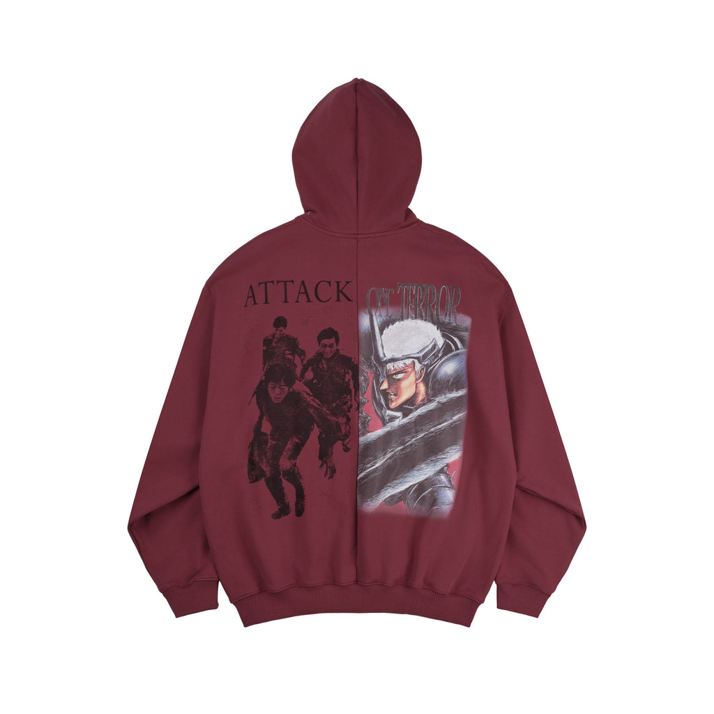 'Attack On Terror' OS Curved Zip Up Hoodie (Red)