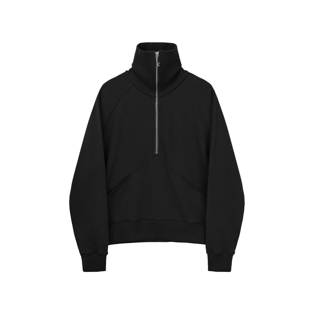 High Neck Quarter Zip Sweater (Black)