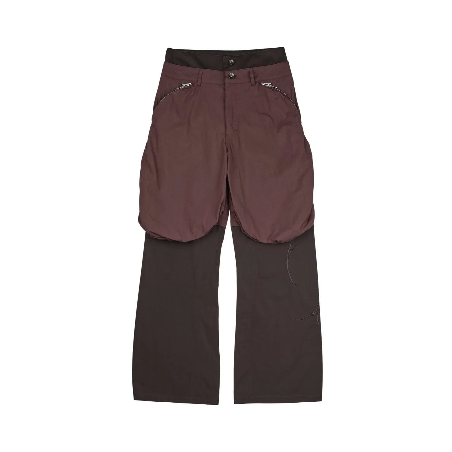 Bolsu Double Layered Trousers (Blood Red/Fondant Brown)