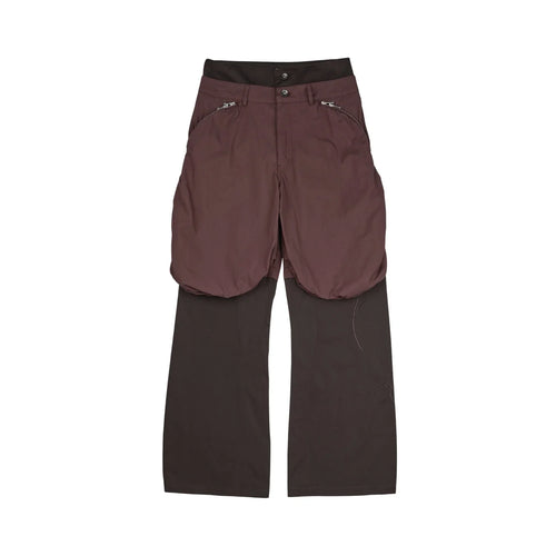 Bolsu Double Layered Trousers (Blood Red/Fondant Brown)