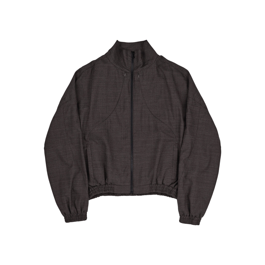 Vented OS Track Jacket (Brown Wool Houndstooth)