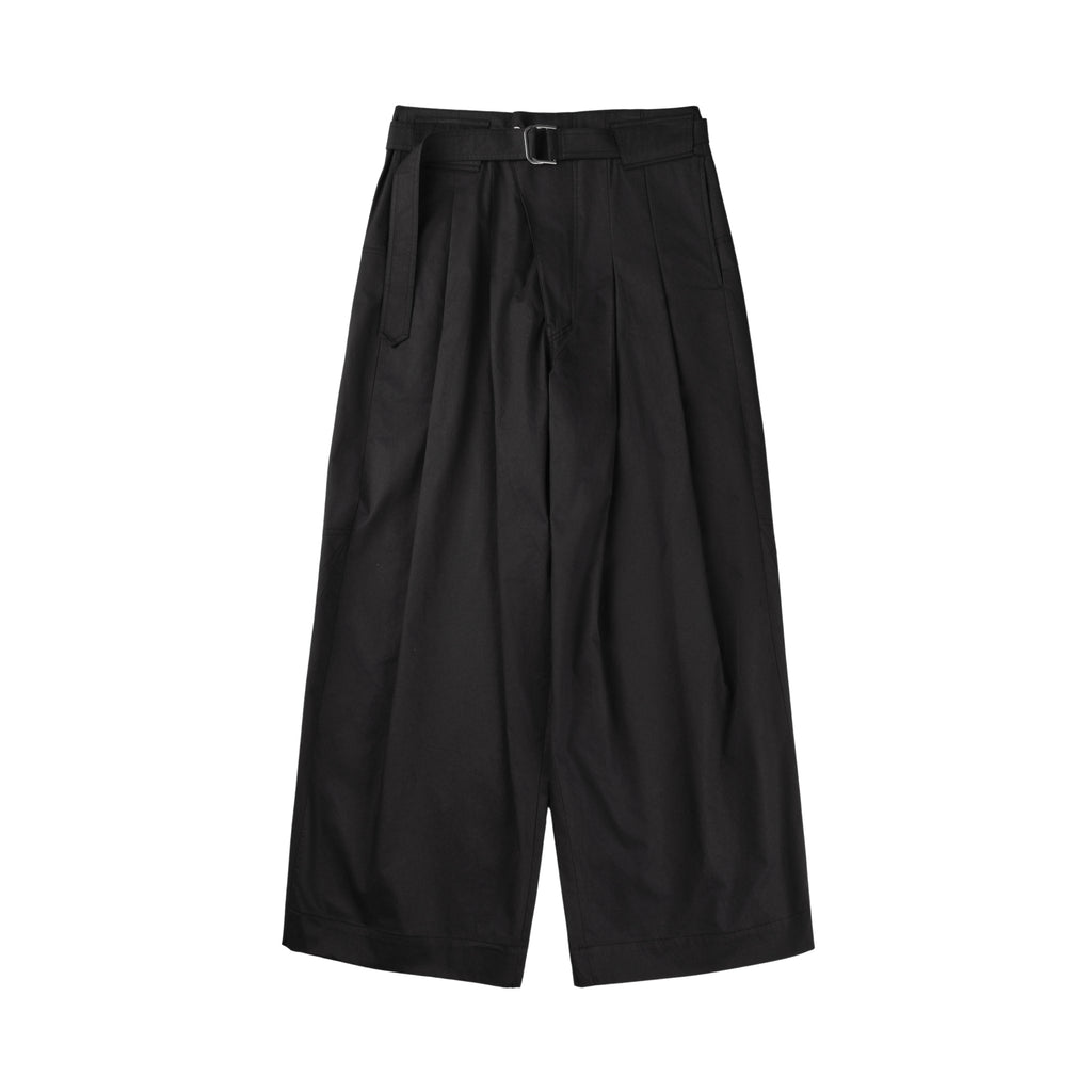 Wide Belted Trousers (Black)