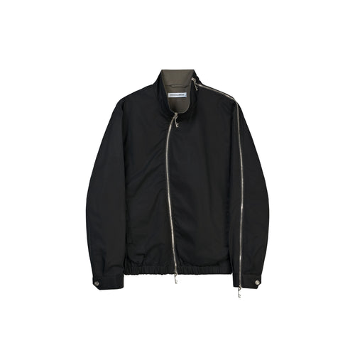 Asymmetrical Operator Zip Jacket (Black)