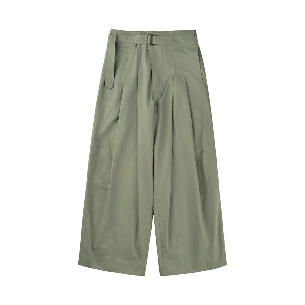 Wide Belted Trousers (Sage)