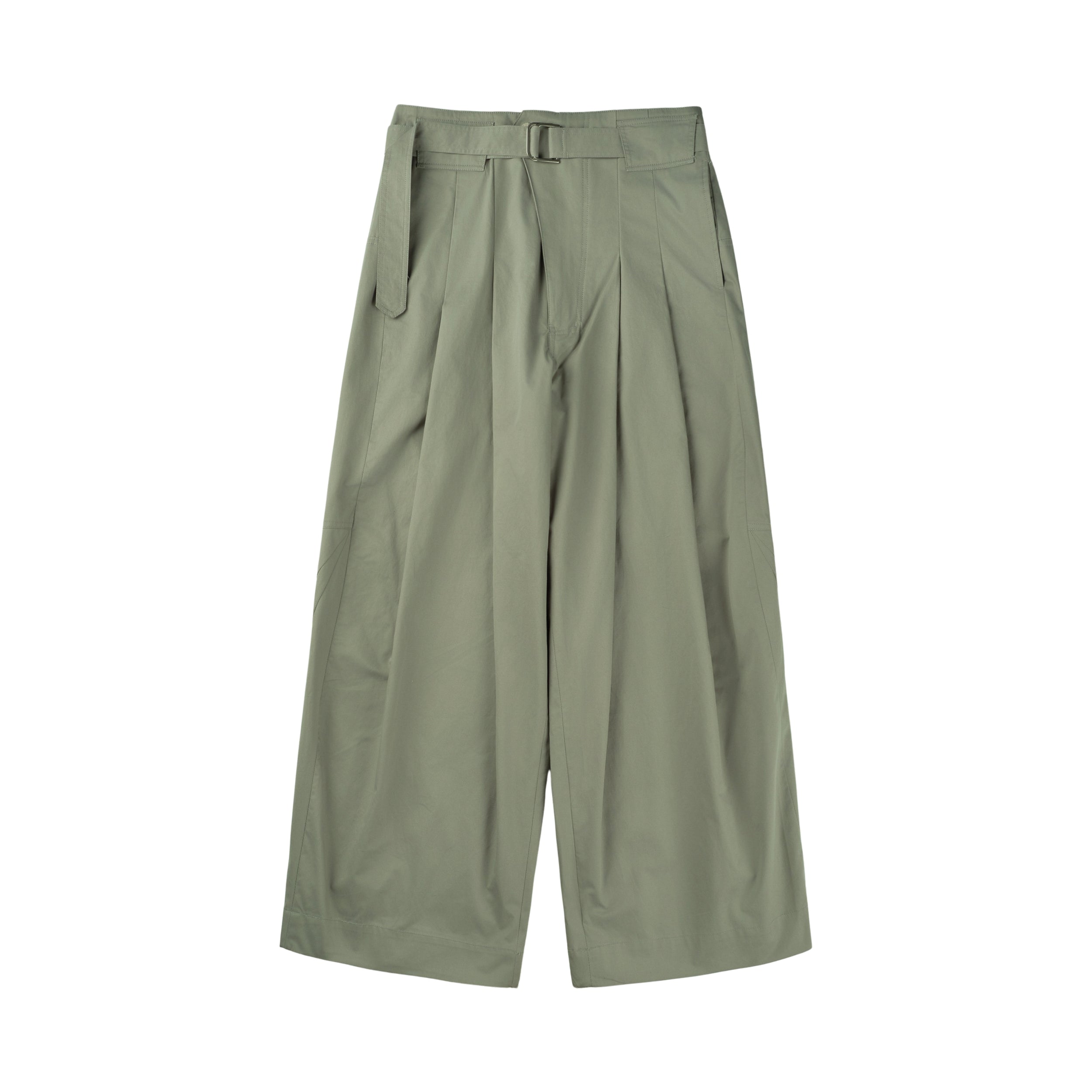 Wide Belted Trousers (Sage)