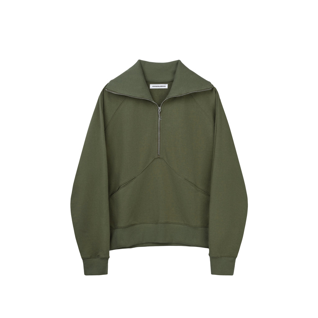 High Neck Quarter Zip Sweater (Army)
