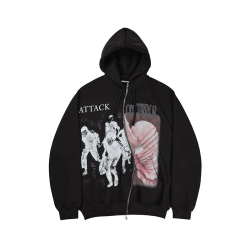'Attack On Terror' OS Curved Zip Up Hoodie (Black)