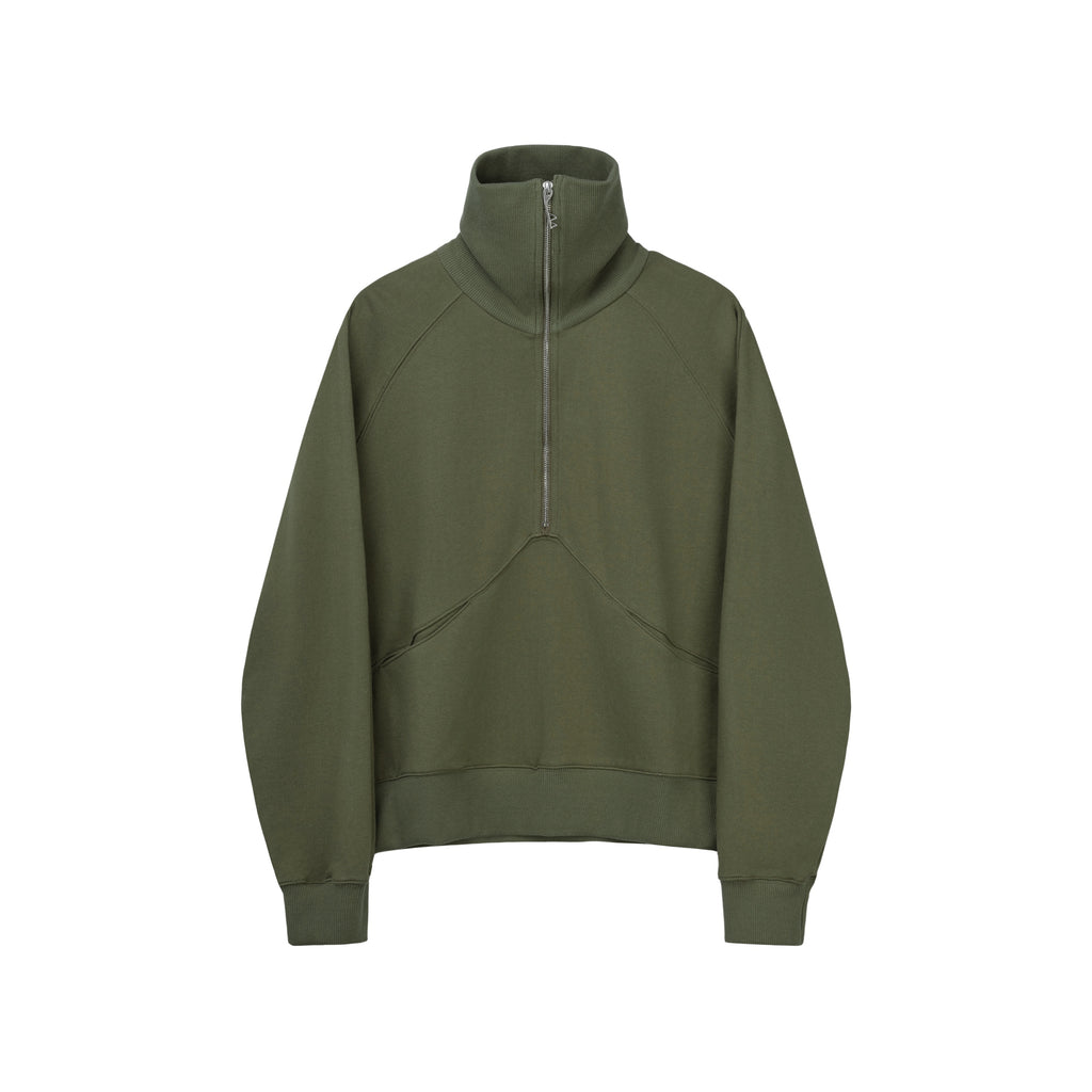 High Neck Quarter Zip Sweater (Army)