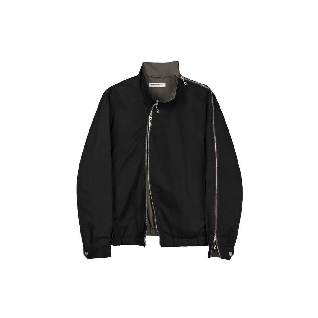 Asymmetrical Operator Zip Jacket (Black)