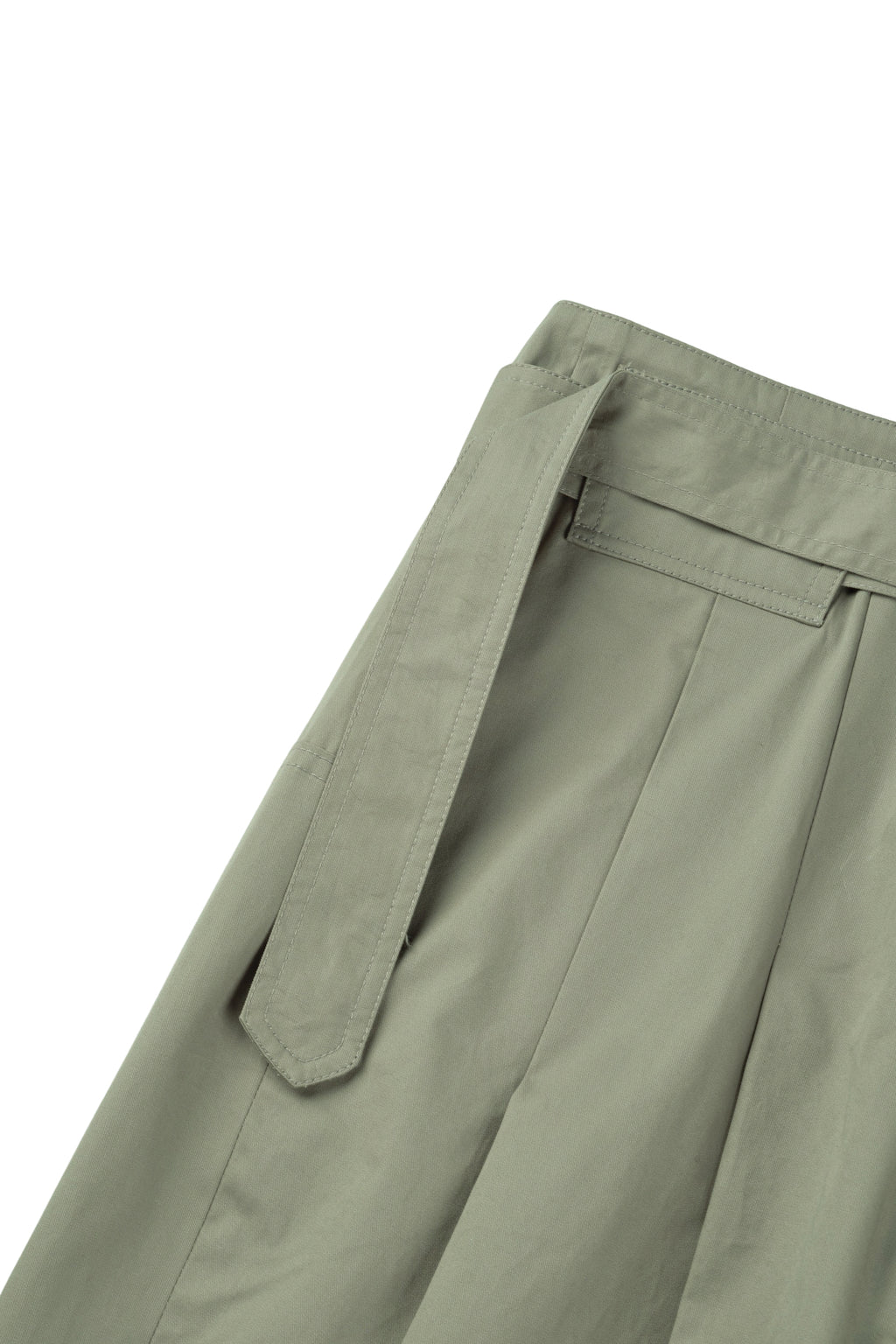 Wide Belted Trousers (Sage)