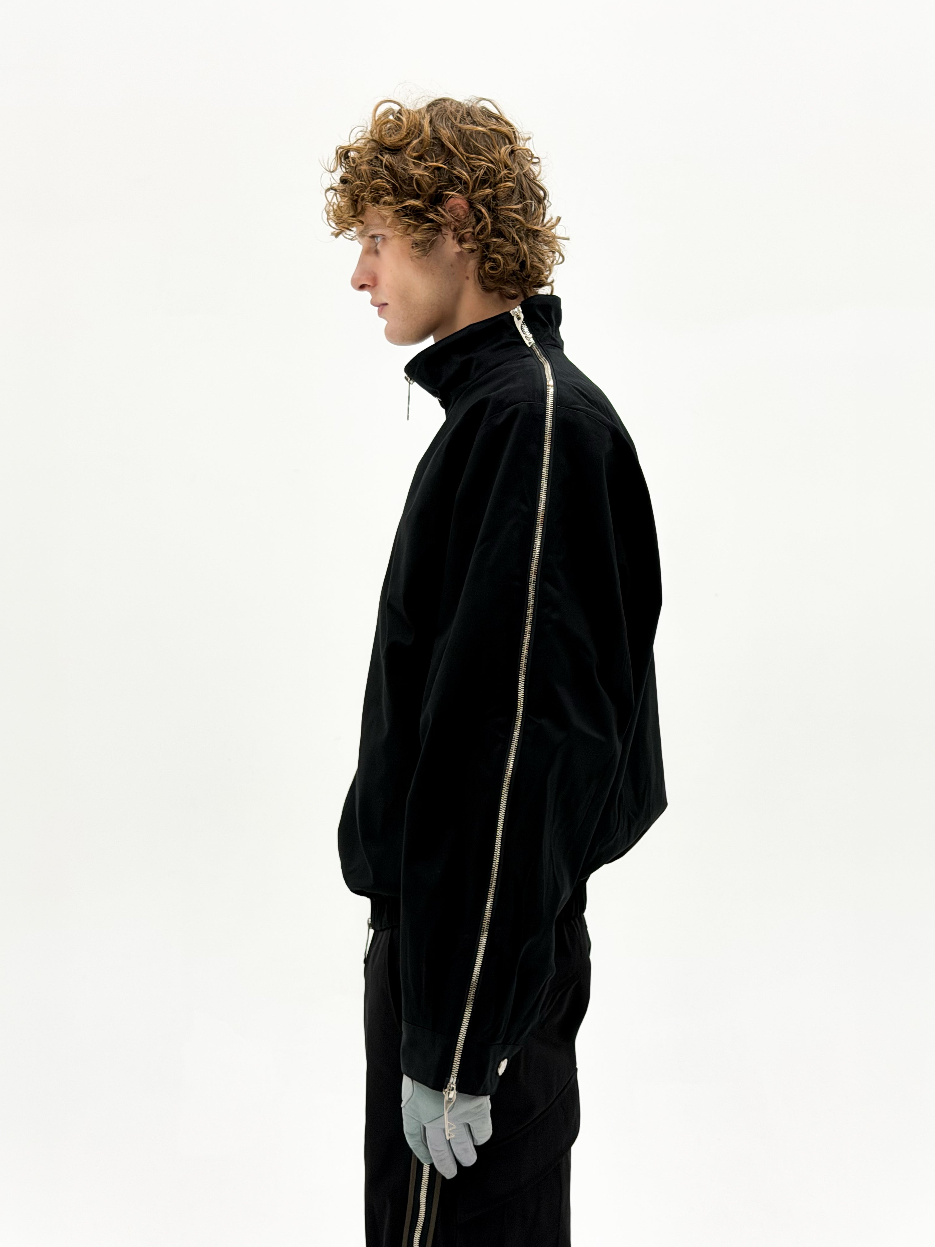 Asymmetrical Operator Zip Jacket (Black)