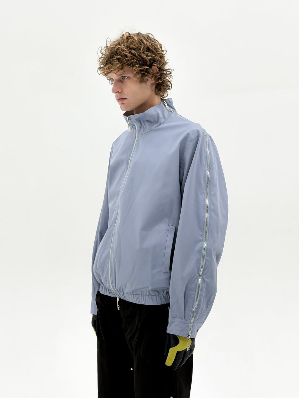 Asymmetrical Operator Zip Jacket (Sky Blue) Online Exclusive