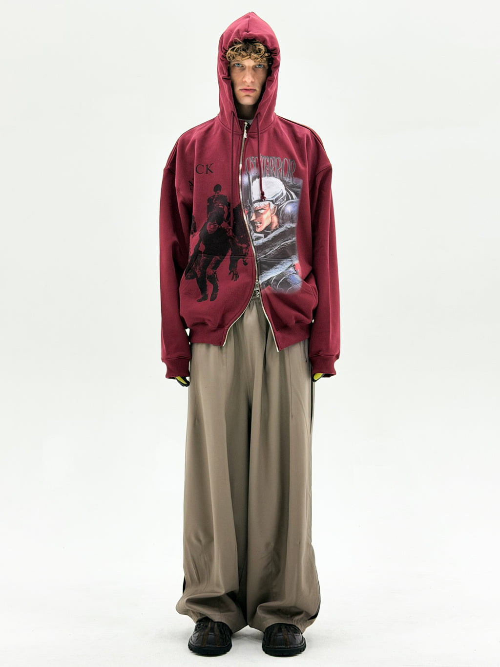 'Attack On Terror' OS Curved Zip Up Hoodie (Red)