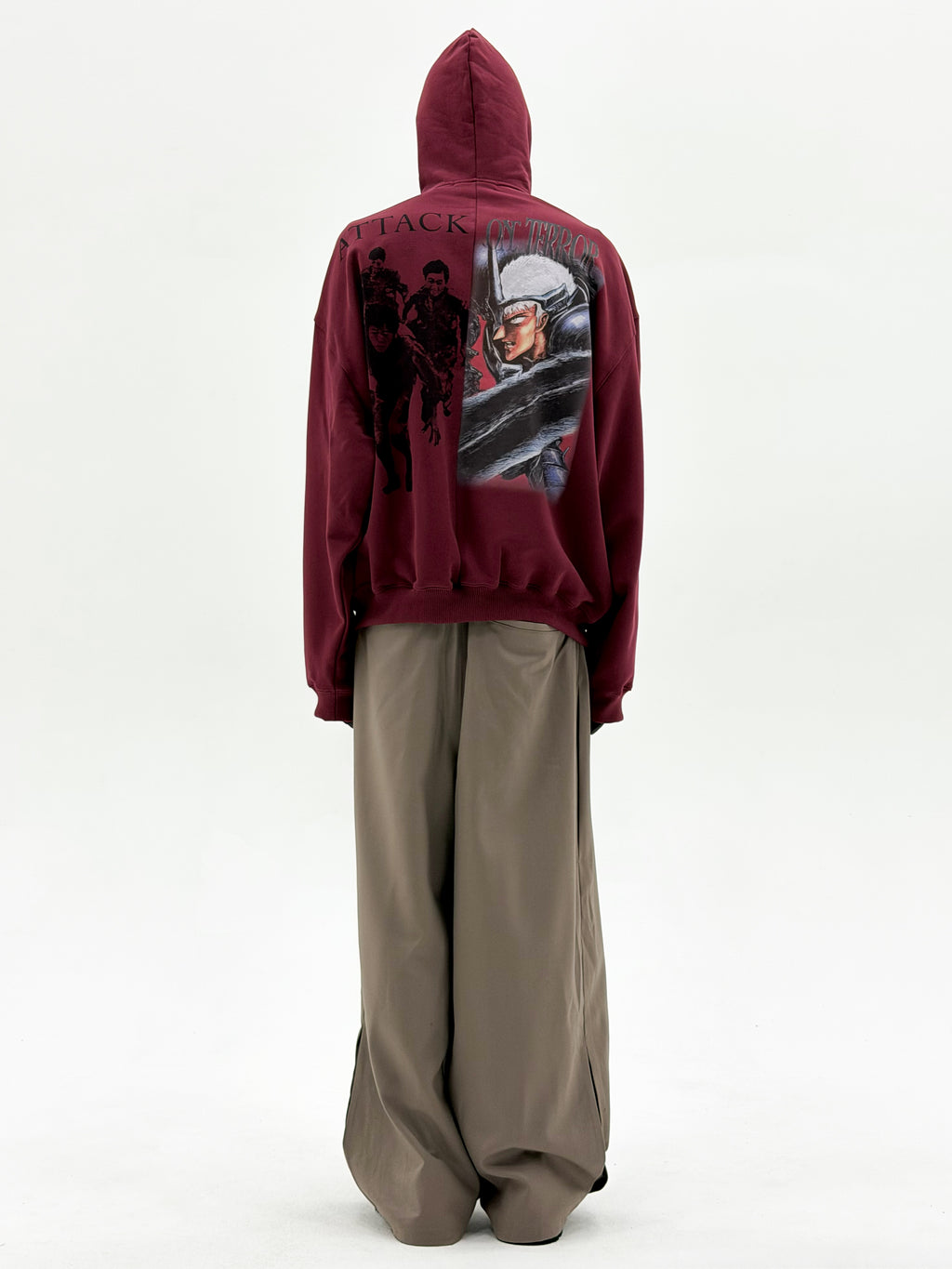 'Attack On Terror' OS Curved Zip Up Hoodie (Red)