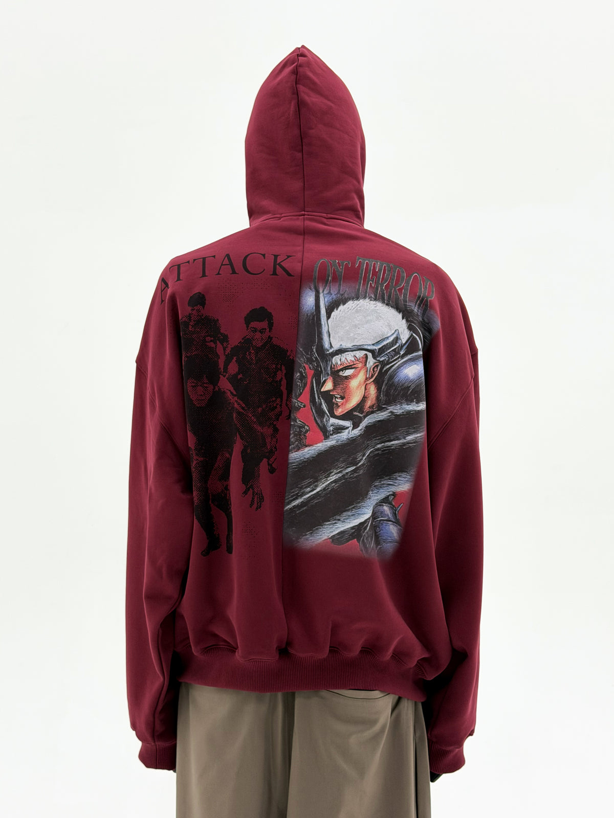 'Attack On Terror' OS Curved Zip Up Hoodie (Red)