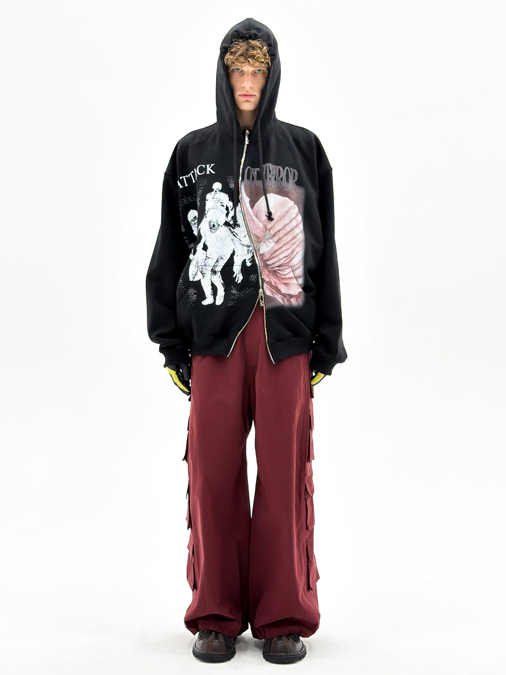 'Attack On Terror' OS Curved Zip Up Hoodie (Black)