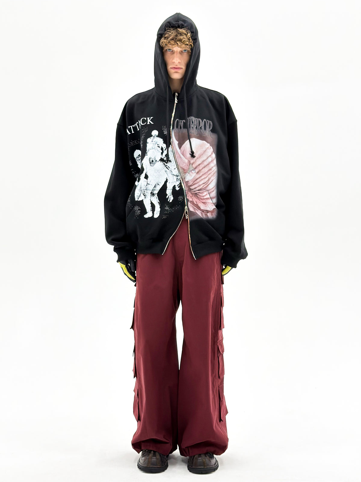 'Attack On Terror' OS Curved Zip Up Hoodie (Black)