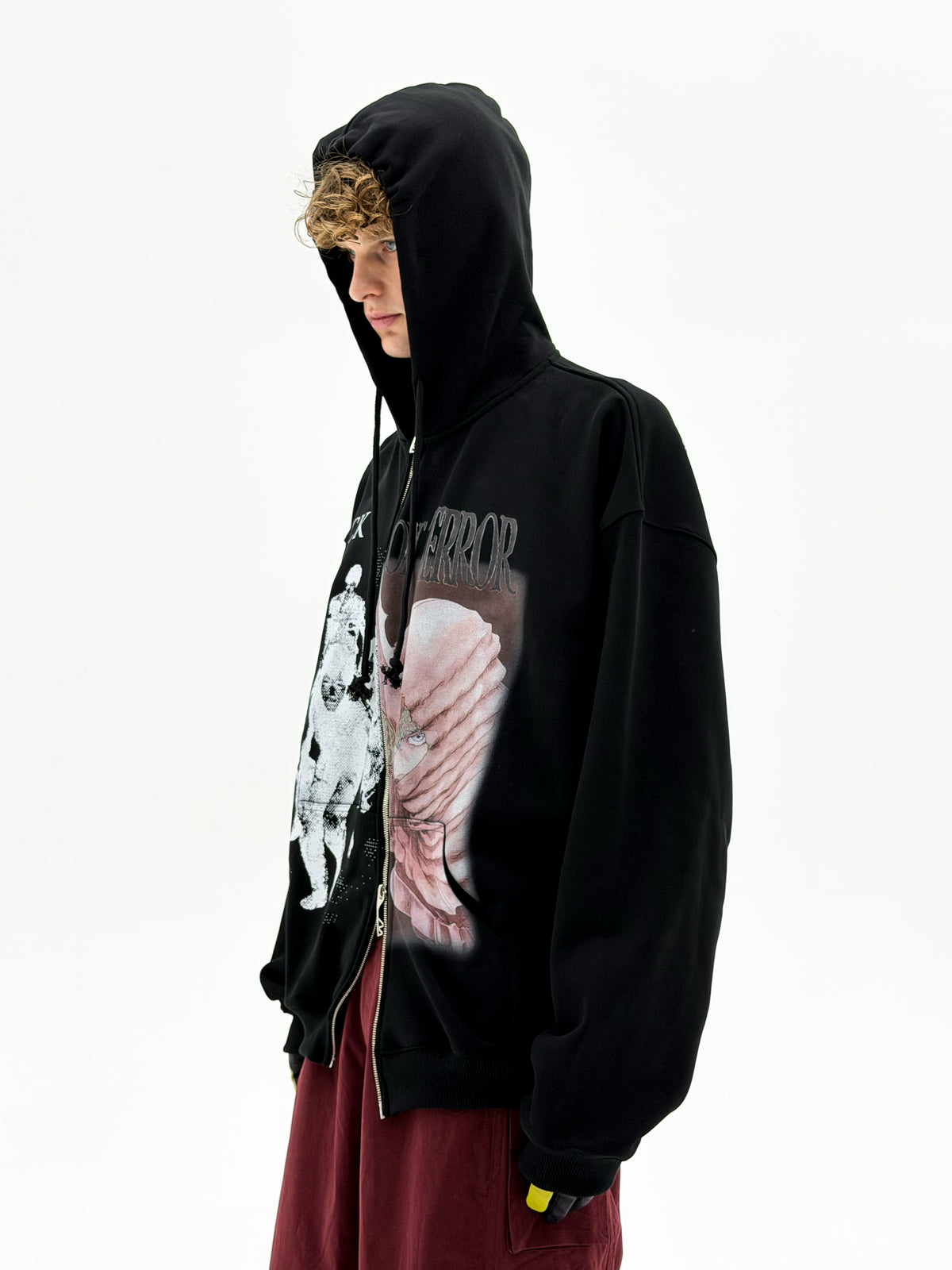 'Attack On Terror' OS Curved Zip Up Hoodie (Black)