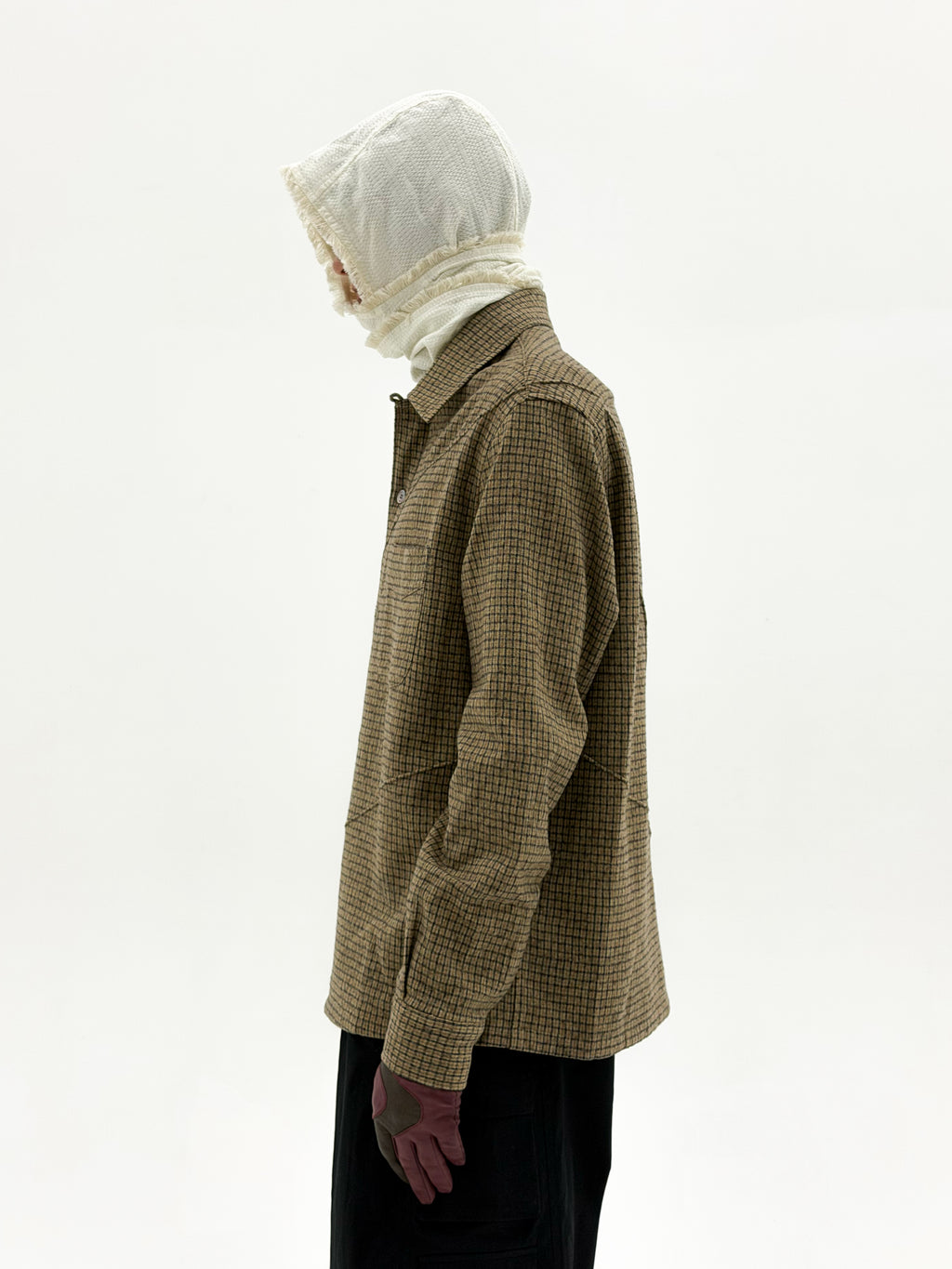 Wool Diffraction Over Shirt (Beige Check)