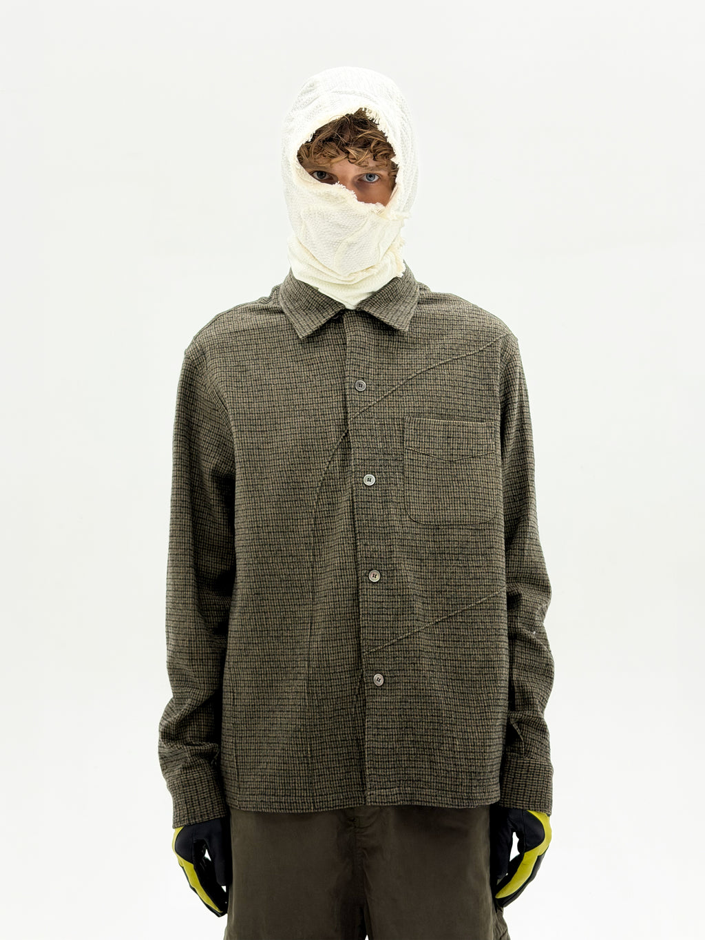 Wool Diffraction Over Shirt (Brown Check)