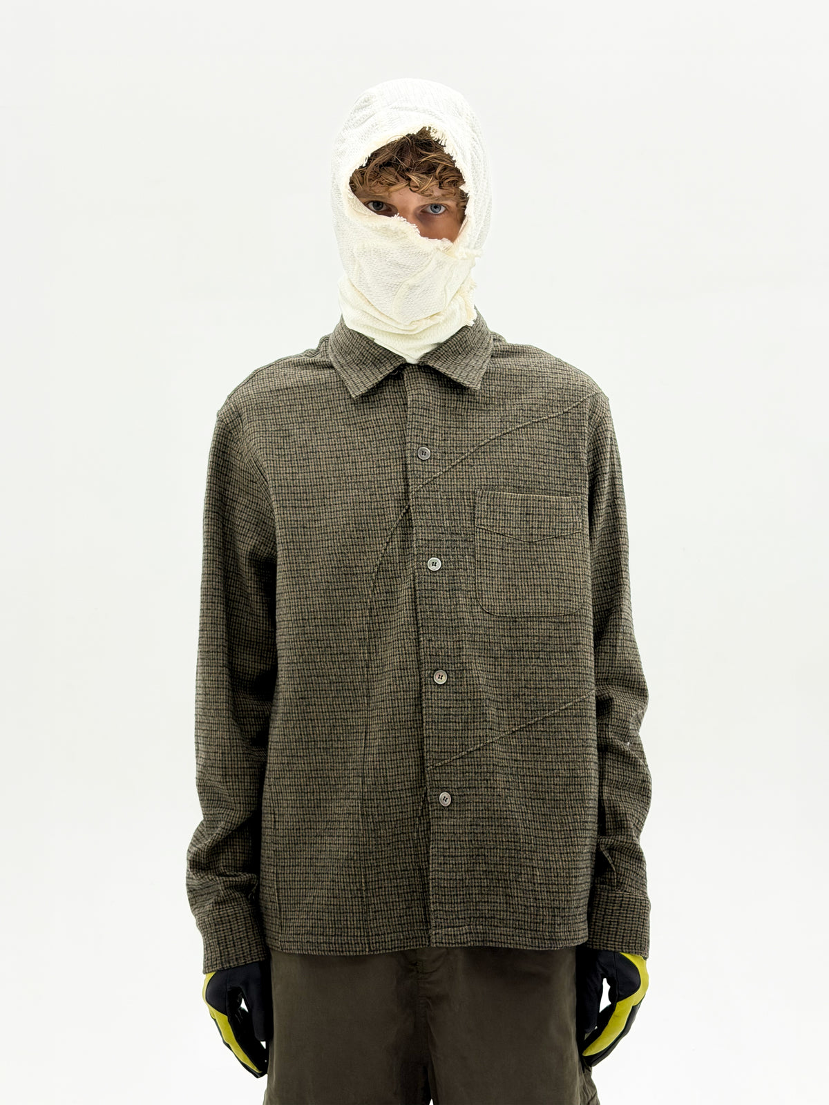 Wool Diffraction Over Shirt (Brown Check)