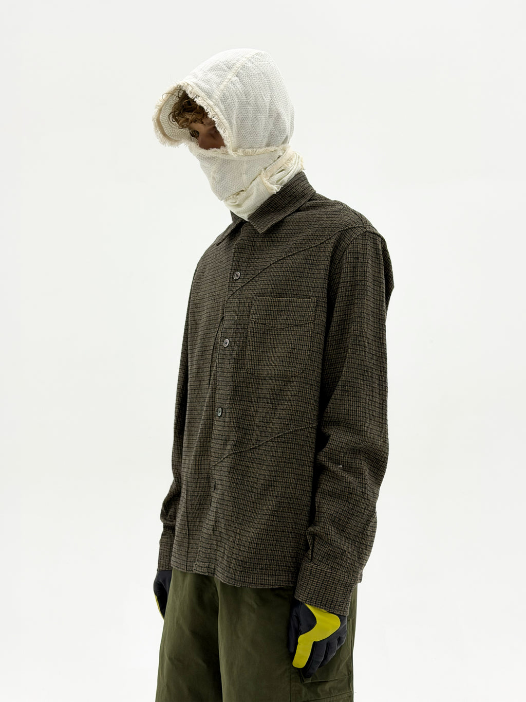 Wool Diffraction Over Shirt (Brown Check)