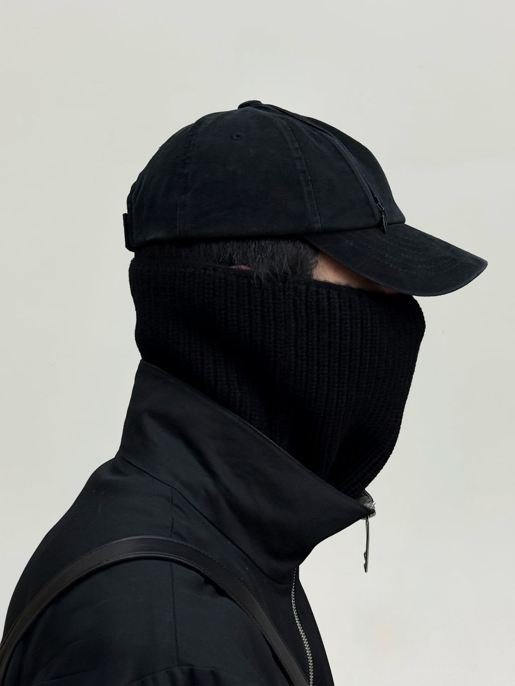 Double Zip Washed Cap (Black)