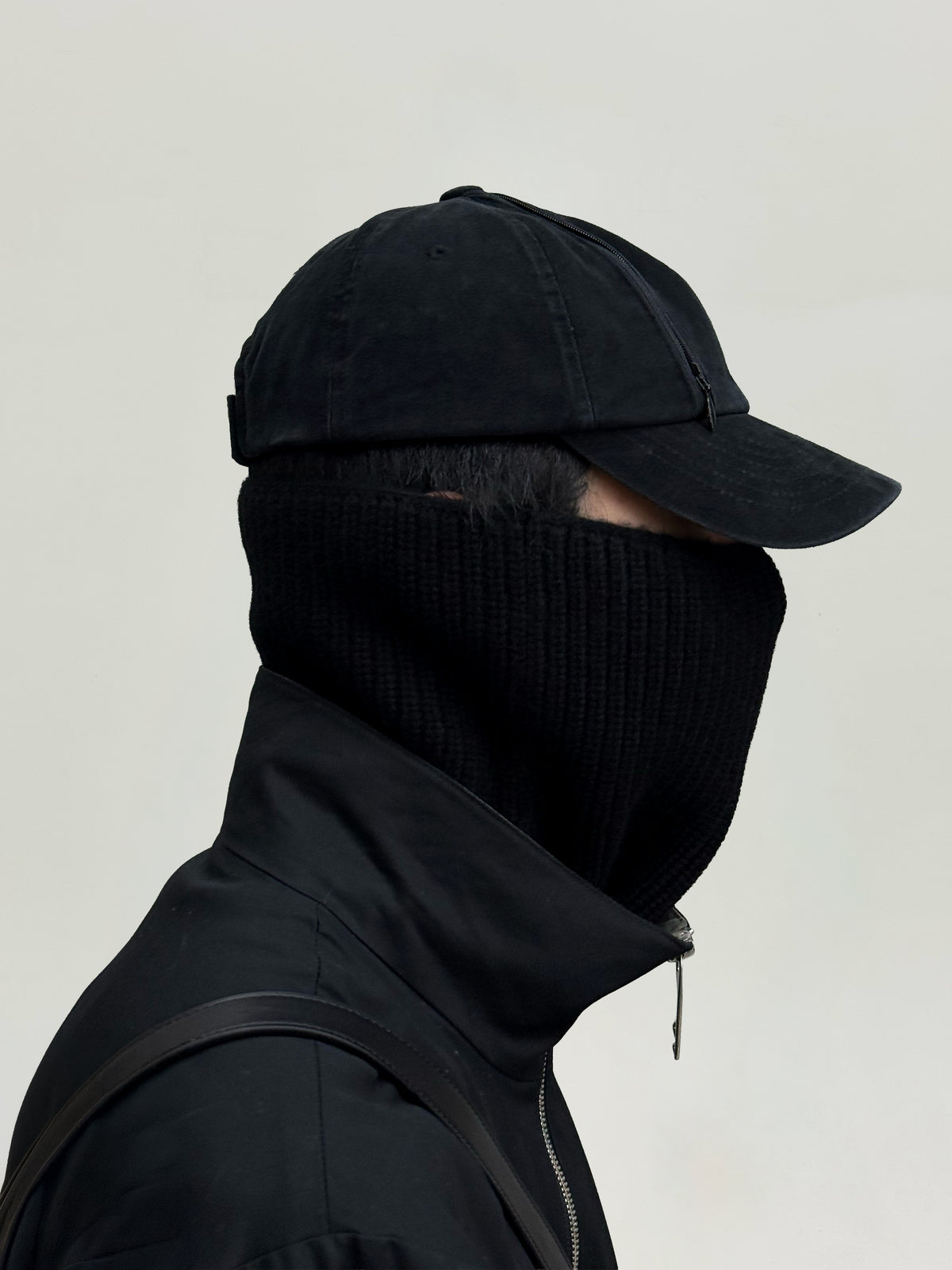Double Zip Washed Cap (Black)