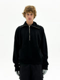 High Neck Quarter Zip Sweater (Black)
