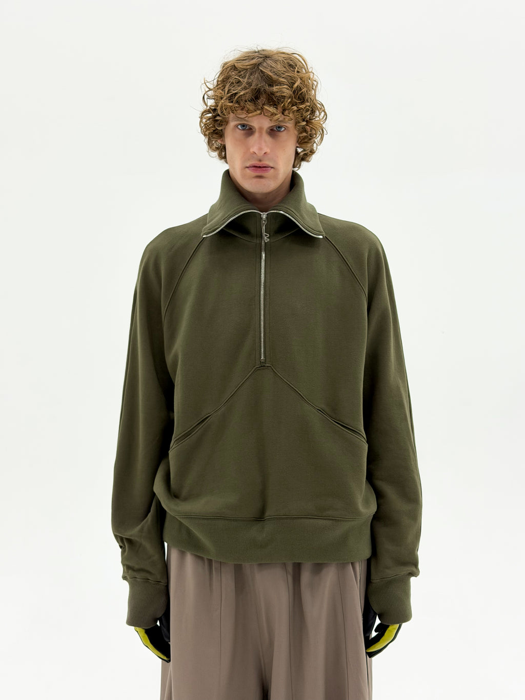 High Neck Quarter Zip Sweater (Army)