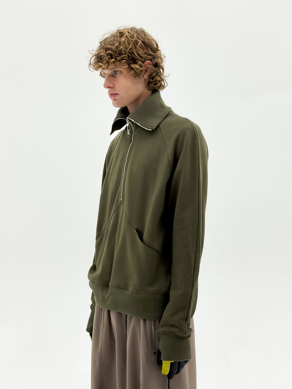 High Neck Quarter Zip Sweater (Army)