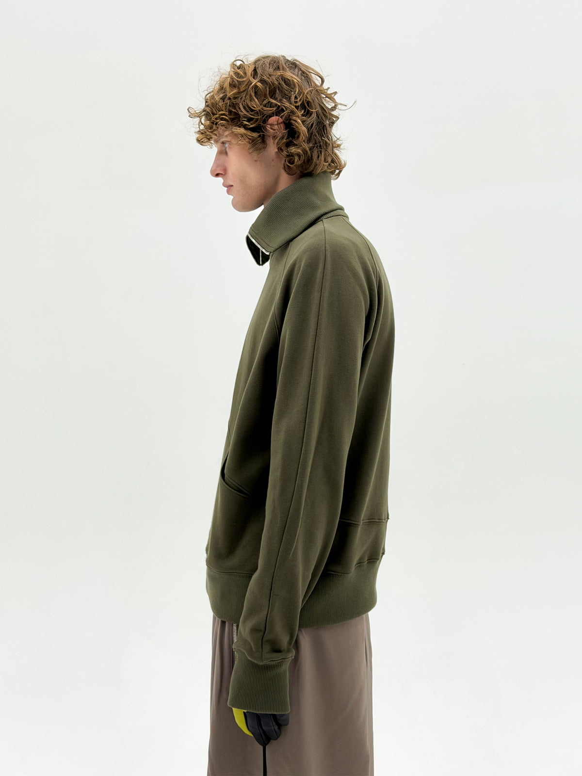High Neck Quarter Zip Sweater (Army)