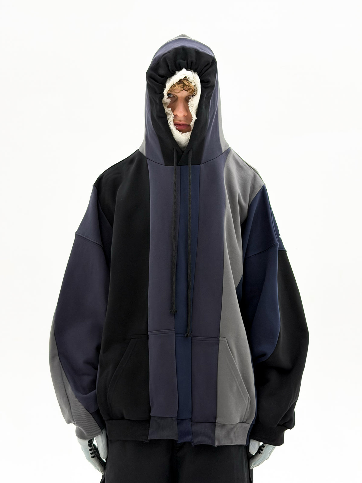 URL Paneled Hooded Sweatshirt (Black)