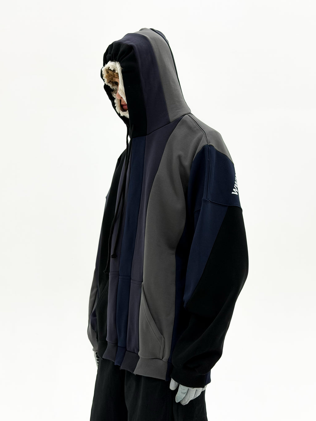 URL Paneled Hooded Sweatshirt (Black)