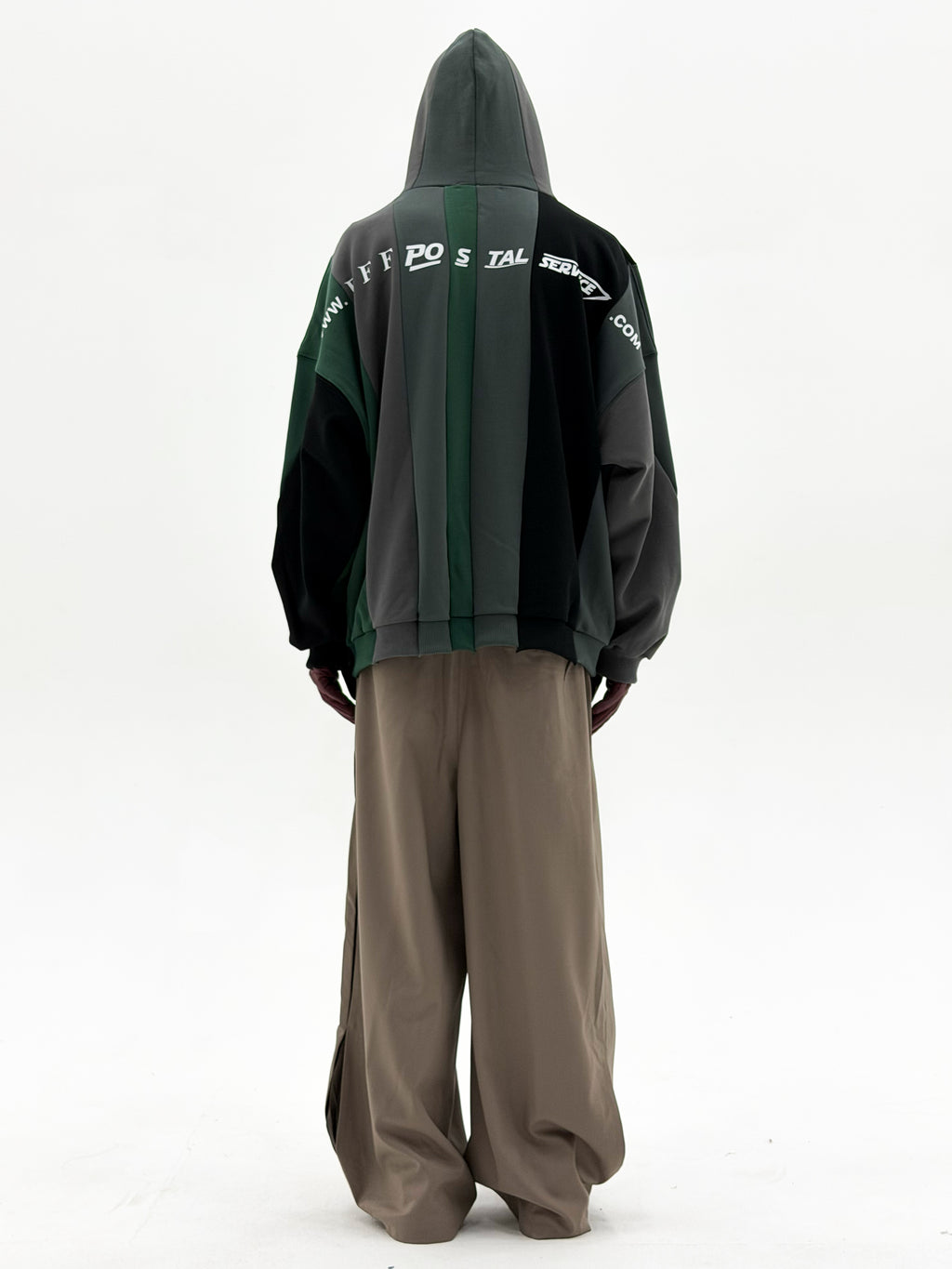 URL Paneled Hooded Sweatshirt (Green)