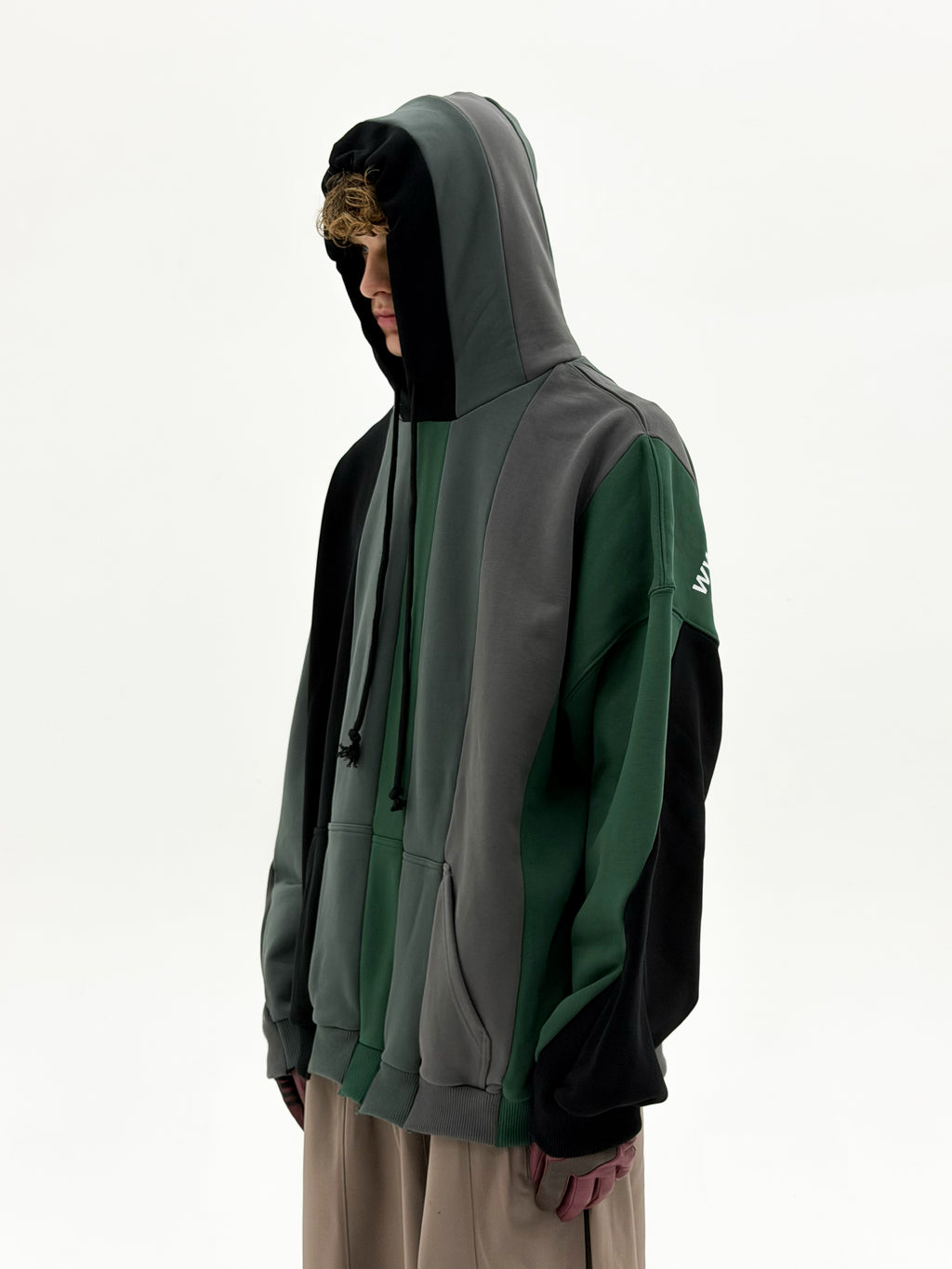 URL Paneled Hooded Sweatshirt (Green)