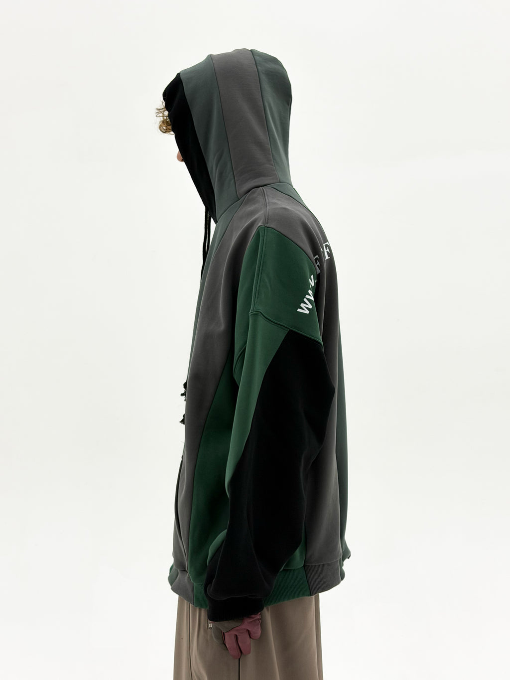 URL Paneled Hooded Sweatshirt (Green)