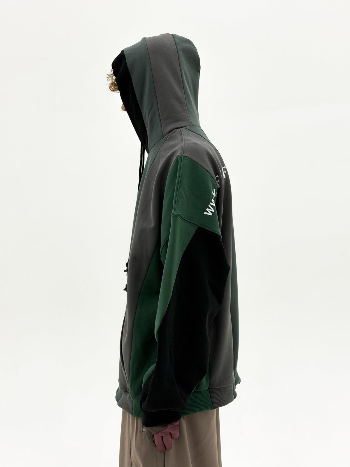 URL Paneled Hooded Sweatshirt (Green)