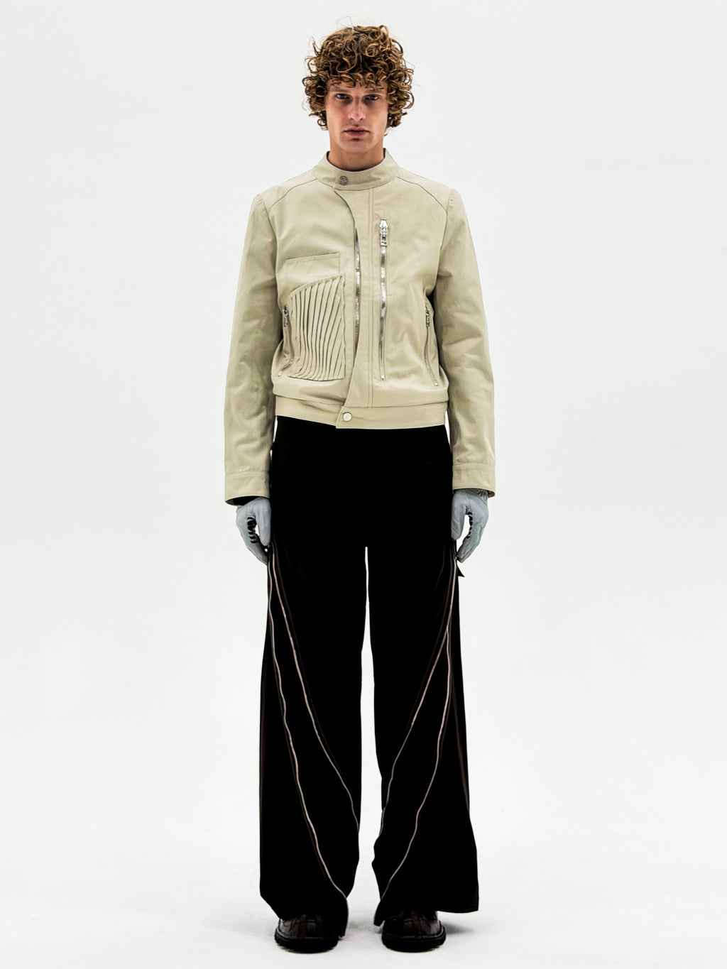 Wave Moto Jacket (Beige)